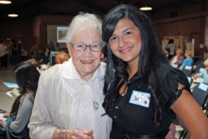 Edie Kerr of AAUW San Jose Local Scholarship with scholarship recipient Vanessa Aldaco